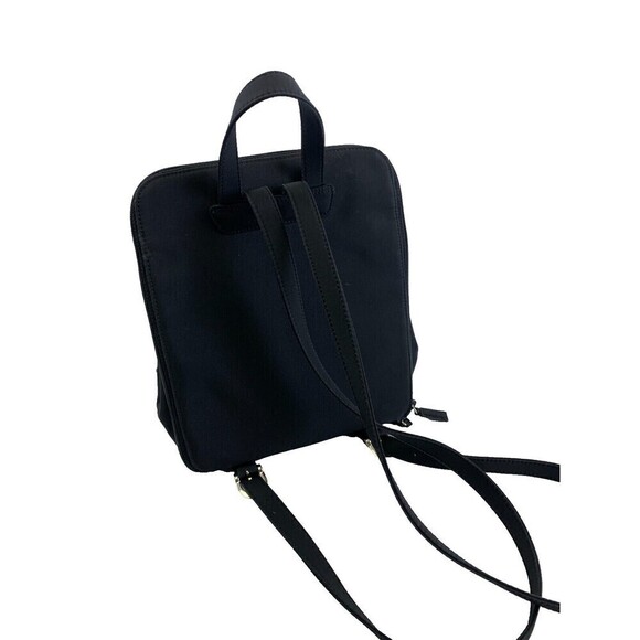 Vintage Nine West Mini Backpack Black Zip Around Rectangle Flat Snap Microfiber - Picture 3 of 15